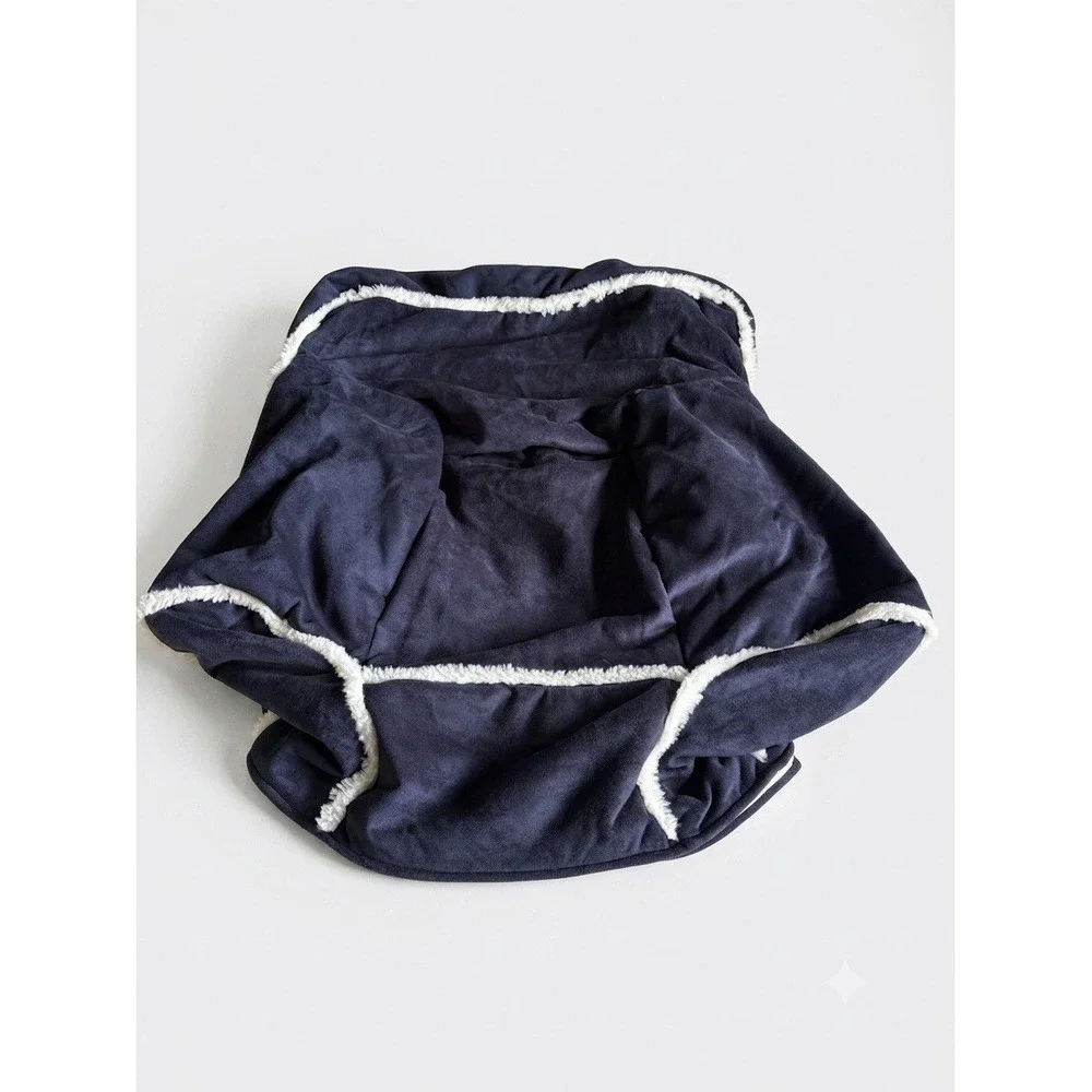 Pottery Barn Kids Anywhere Chair Slipcover 2012 Faux Suede/Fur Navy Blue Regular